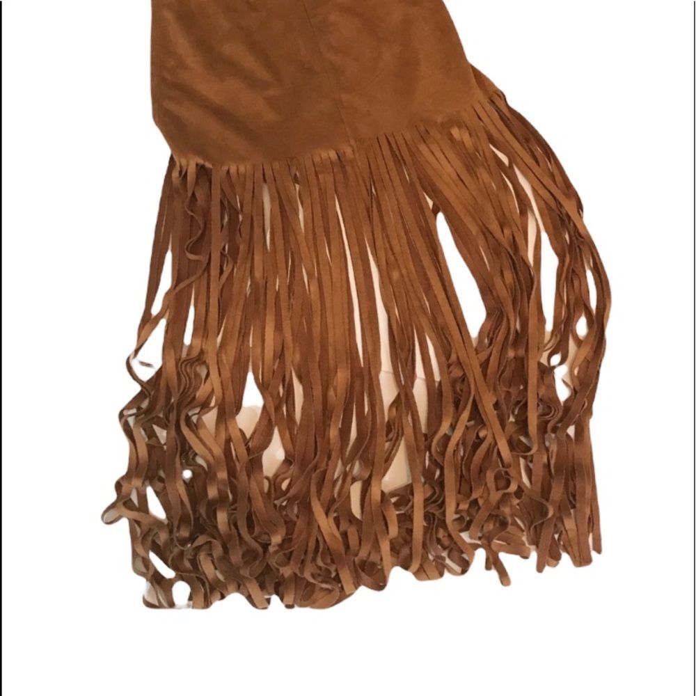 Brown Fringe Suede Skirt - Picture 7 of 9